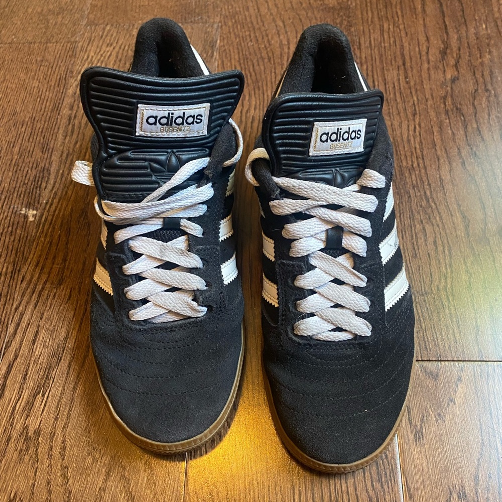 adidas Black and White Suede Athletic Sneakers